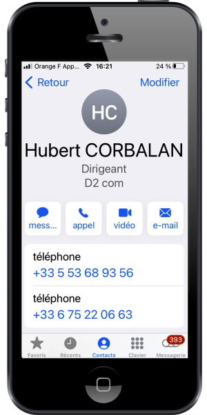 le contact sur mon smartphone